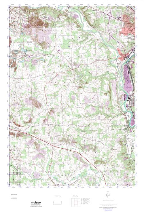 MyTopo Bessemer, Pennsylvania USGS Quad Topo Map