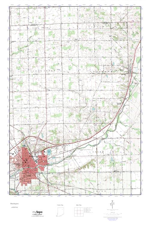MyTopo Huntington, Indiana USGS Quad Topo Map