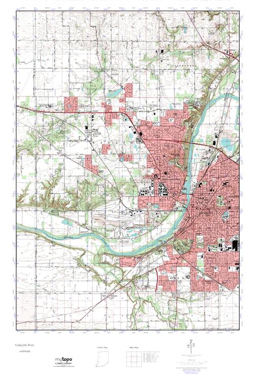 MyTopo Lafayette West, Indiana USGS Quad Topo Map