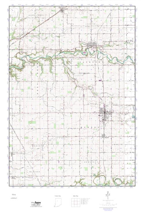 MyTopo Flora, Indiana USGS Quad Topo Map