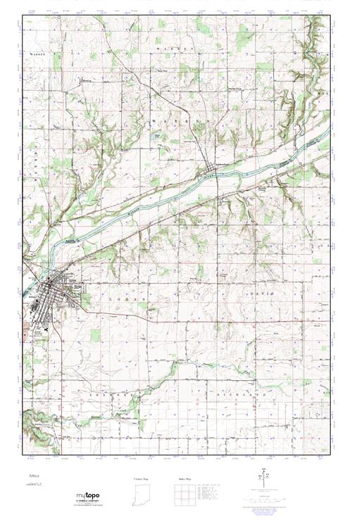MyTopo Attica, Indiana USGS Quad Topo Map