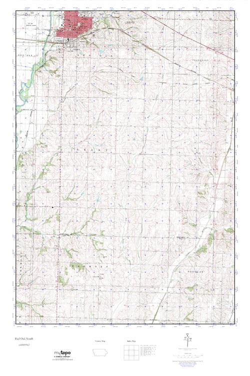 MyTopo Red Oak South, Iowa USGS Quad Topo Map