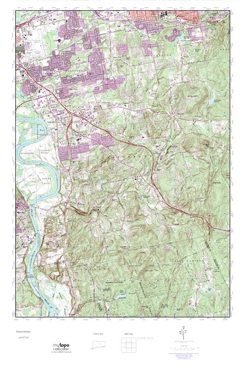 MyTopo Glastonbury, Connecticut USGS Quad Topo Map