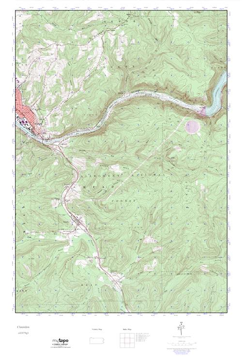 MyTopo Clarendon, Pennsylvania USGS Quad Topo Map