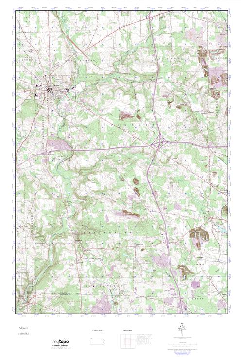 MyTopo Mercer, Pennsylvania USGS Quad Topo Map