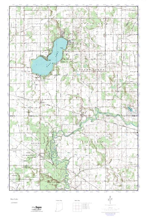 MyTopo Bass Lake, Indiana USGS Quad Topo Map