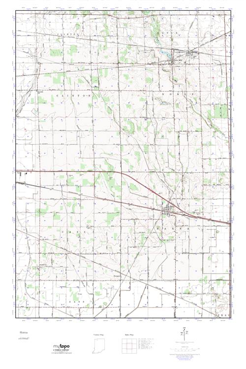 MyTopo Hanna, Indiana USGS Quad Topo Map