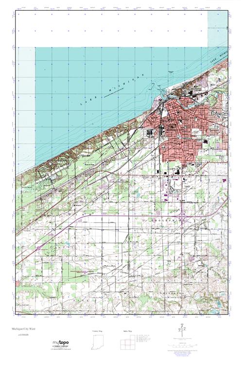MyTopo Michigan City West, Indiana USGS Quad Topo Map
