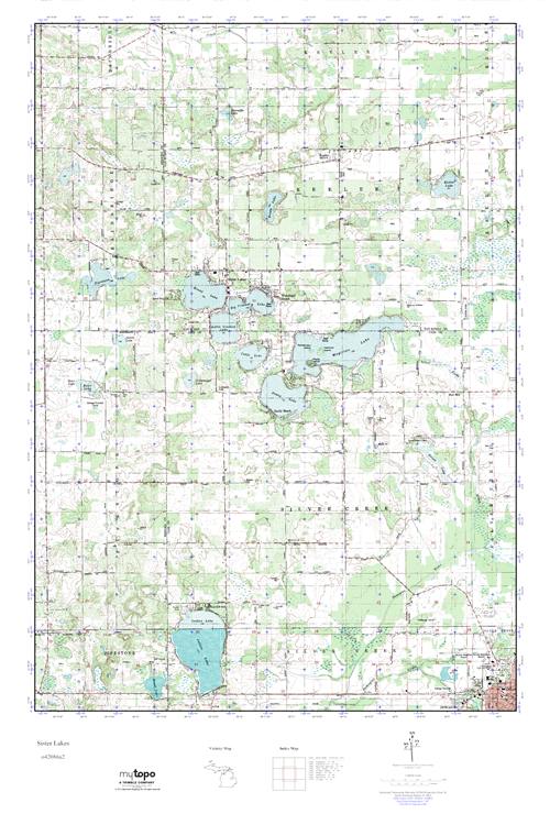 MyTopo Sister Lakes, Michigan USGS Quad Topo Map