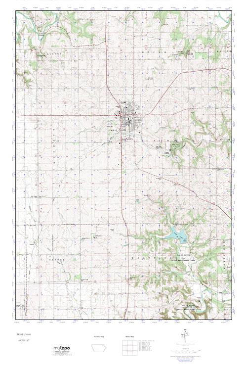 MyTopo West Union, Iowa USGS Quad Topo Map