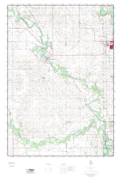 MyTopo Shell Rock, Iowa USGS Quad Topo Map