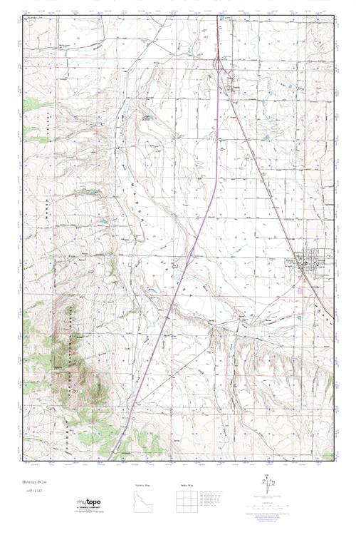 MyTopo Downey West, Idaho USGS Quad Topo Map