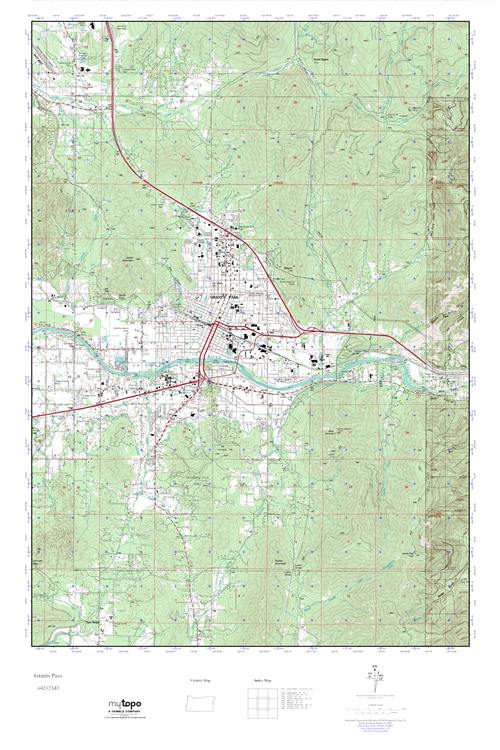 MyTopo Grants Pass, Oregon USGS Quad Topo Map