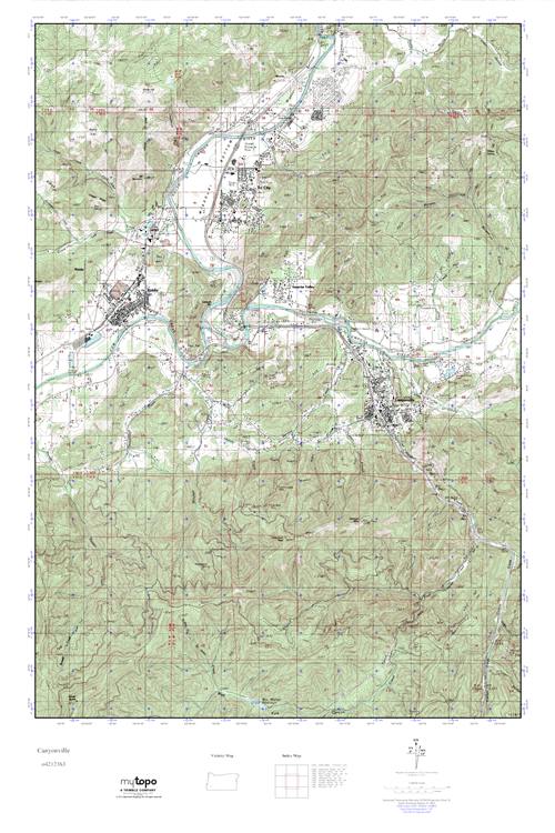 MyTopo Canyonville, Oregon USGS Quad Topo Map