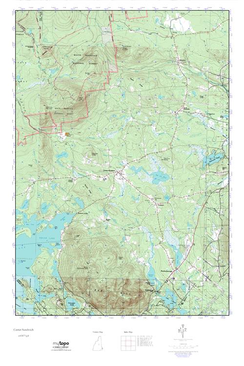 MyTopo Center Sandwich, New Hampshire USGS Quad Topo Map