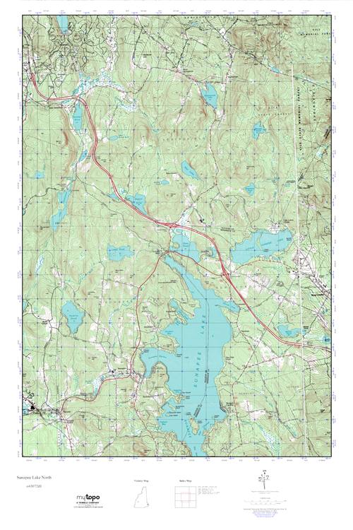 MyTopo Sunapee Lake North, New Hampshire USGS Quad Topo Map