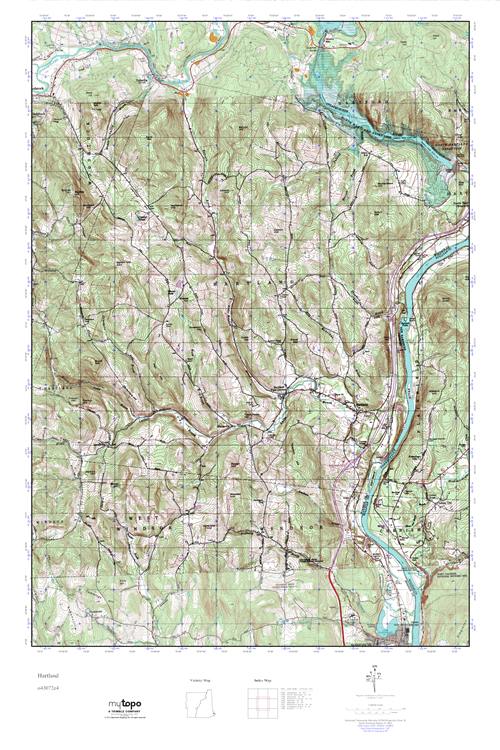 MyTopo Hartland, Vermont USGS Quad Topo Map