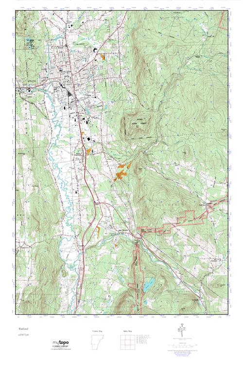 MyTopo Rutland, Vermont USGS Quad Topo Map