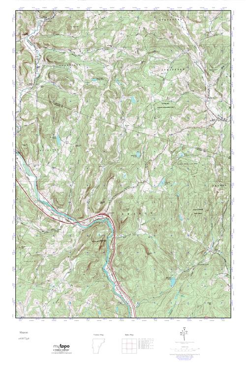 MyTopo Sharon, Vermont USGS Quad Topo Map