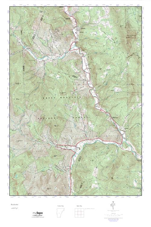 MyTopo Rochester, Vermont USGS Quad Topo Map