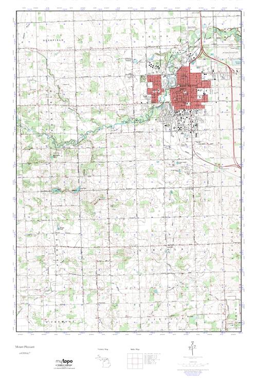 MyTopo Mount Pleasant, Michigan USGS Quad Topo Map