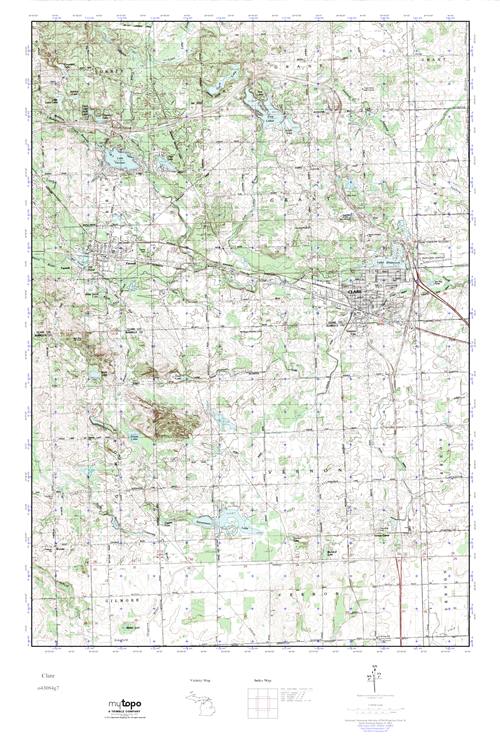 MyTopo Clare, Michigan USGS Quad Topo Map