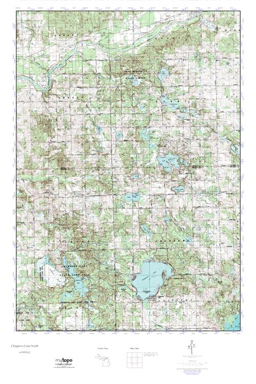 MyTopo Chippewa Lake North, Michigan USGS Quad Topo Map