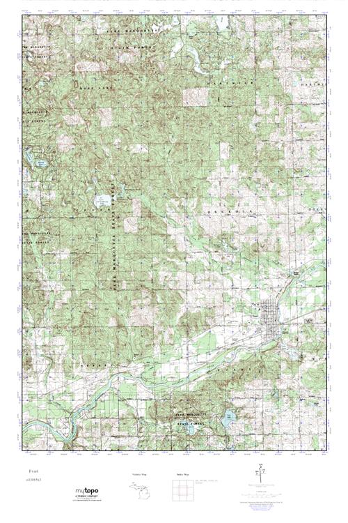 MyTopo Evart, Michigan USGS Quad Topo Map
