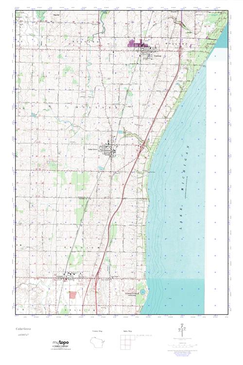MyTopo Cedar Grove, Wisconsin USGS Quad Topo Map