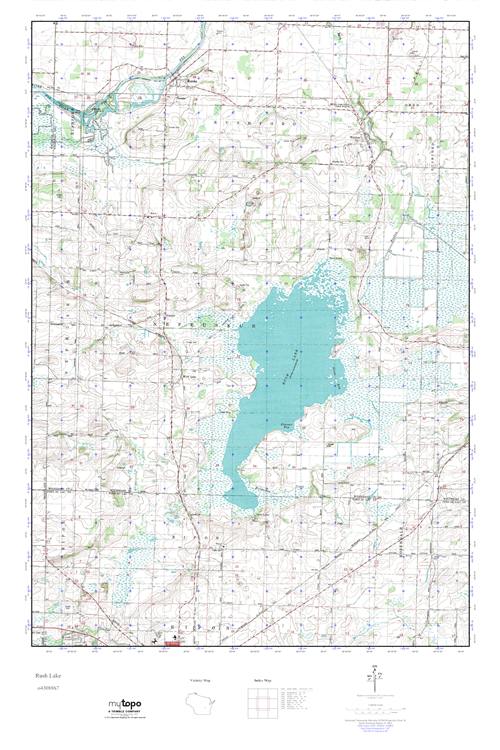 MyTopo Rush Lake, Wisconsin USGS Quad Topo Map