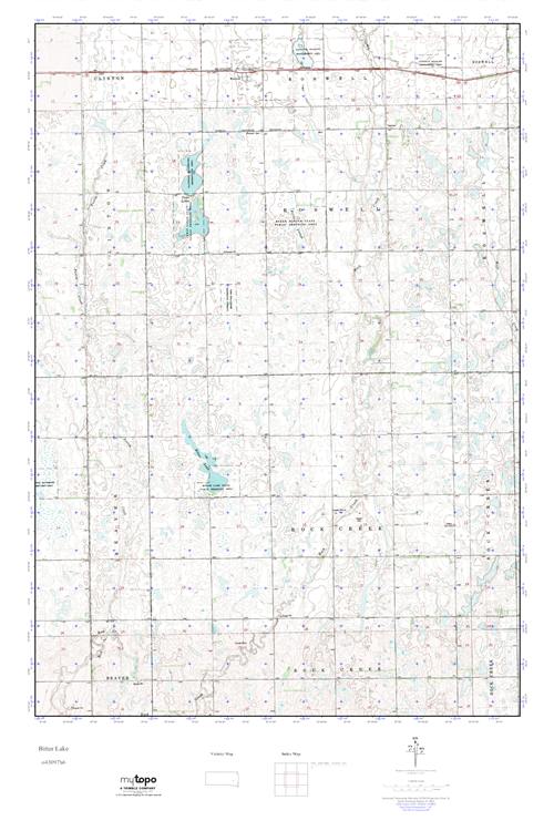 MyTopo Bitter Lake, South Dakota USGS Quad Topo Map