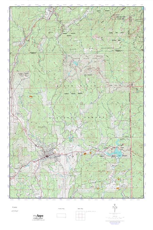 MyTopo Custer, South Dakota USGS Quad Topo Map