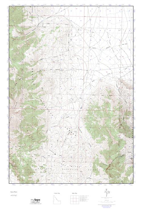 MyTopo Arco Pass, Idaho USGS Quad Topo Map