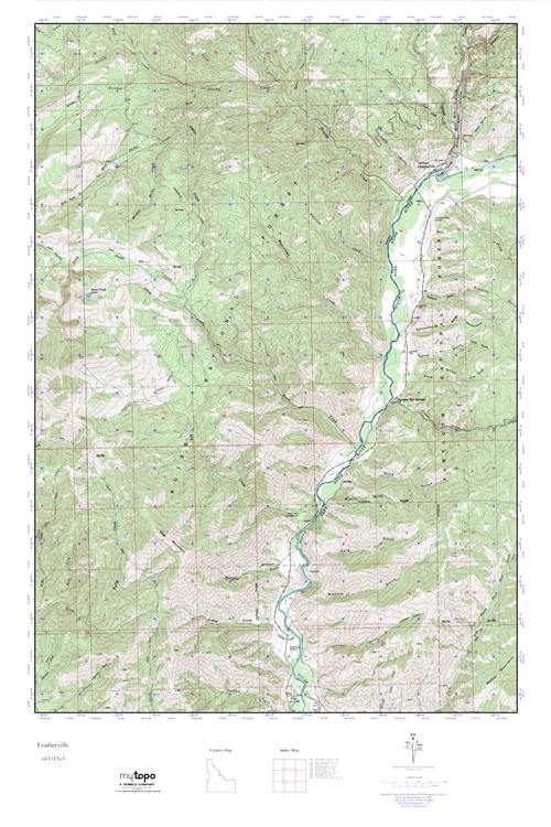 MyTopo Featherville, Idaho USGS Quad Topo Map