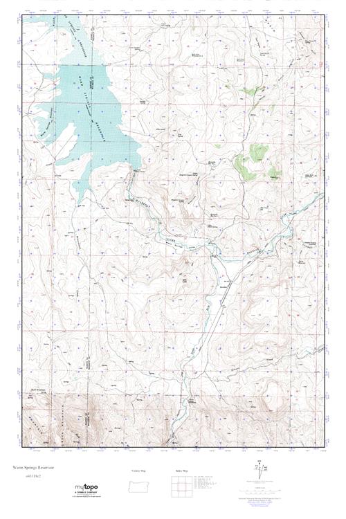 MyTopo Warm Springs Reservoir, Oregon USGS Quad Topo Map