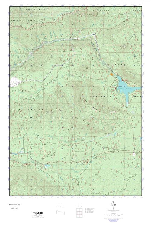 MyTopo Diamond Lake, Oregon USGS Quad Topo Map