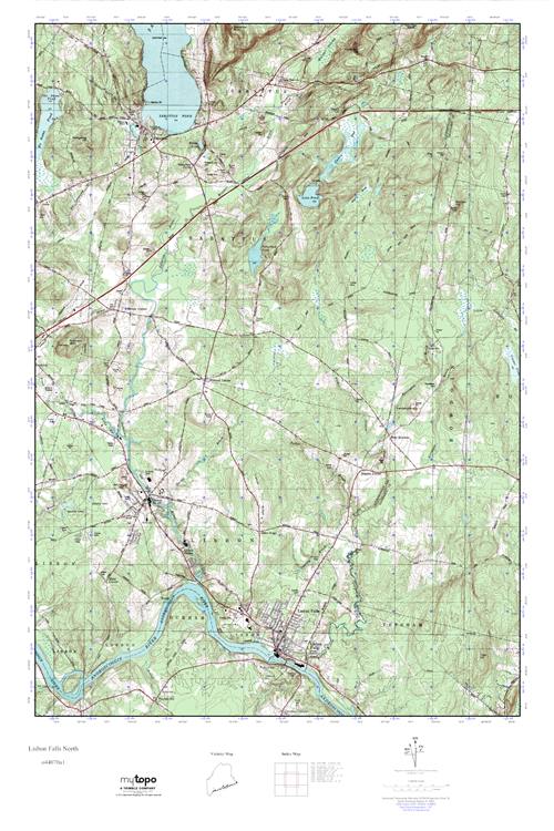 MyTopo Lisbon Falls North, Maine USGS Quad Topo Map