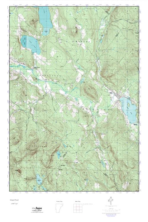 MyTopo Island Pond, Vermont USGS Quad Topo Map
