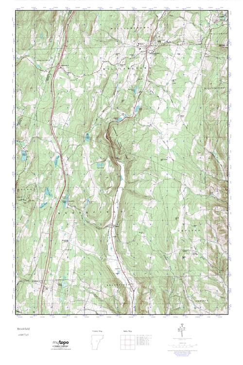 MyTopo Brookfield, Vermont USGS Quad Topo Map