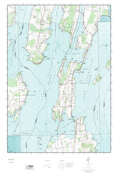 MyTopo North Hero, Vermont USGS Quad Topo Map