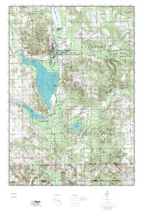 MyTopo Bellaire, Michigan USGS Quad Topo Map