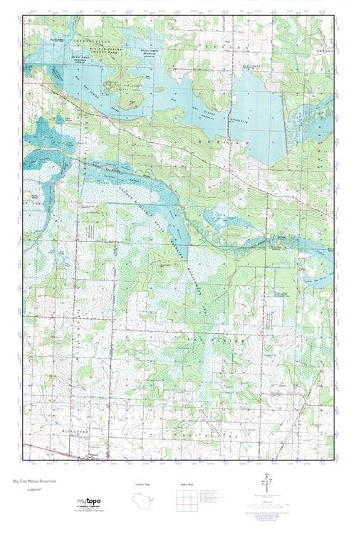 MyTopo Big Eau Pleine Reservoir, Wisconsin USGS Quad Topo Map