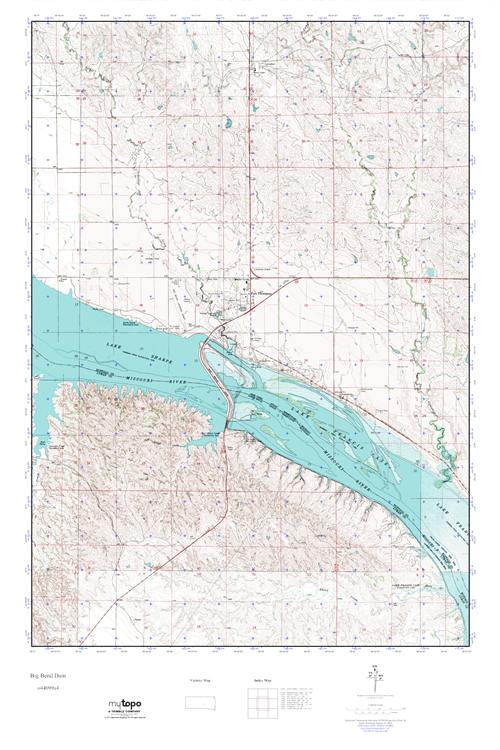 MyTopo Big Bend Dam, South Dakota USGS Quad Topo Map