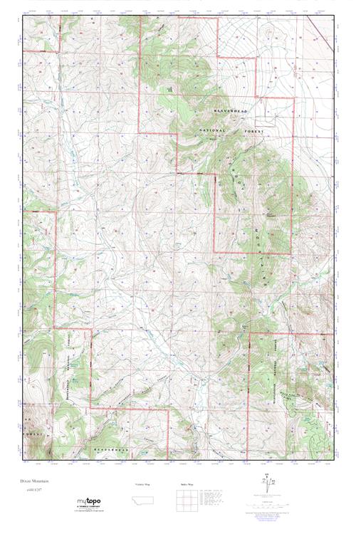 MyTopo Dixon Mountain, Montana USGS Quad Topo Map