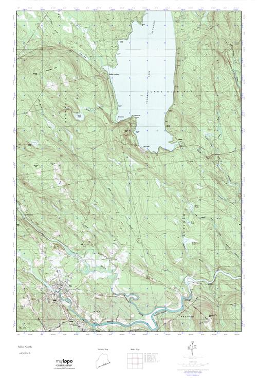 MyTopo Milo North, Maine USGS Quad Topo Map