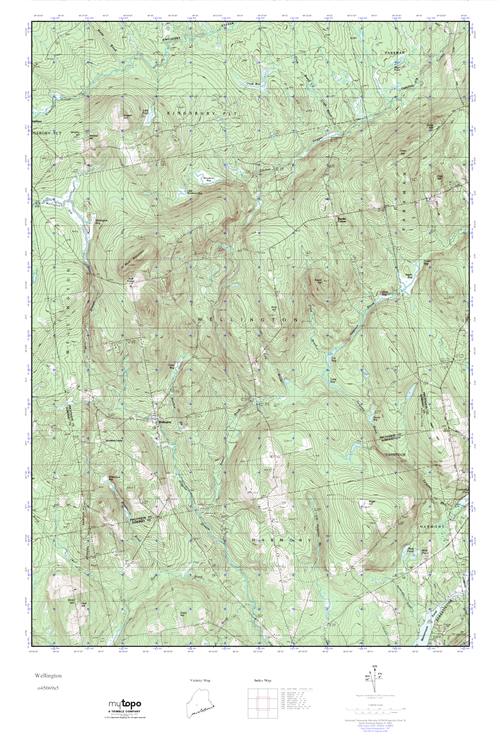 MyTopo Wellington, Maine USGS Quad Topo Map
