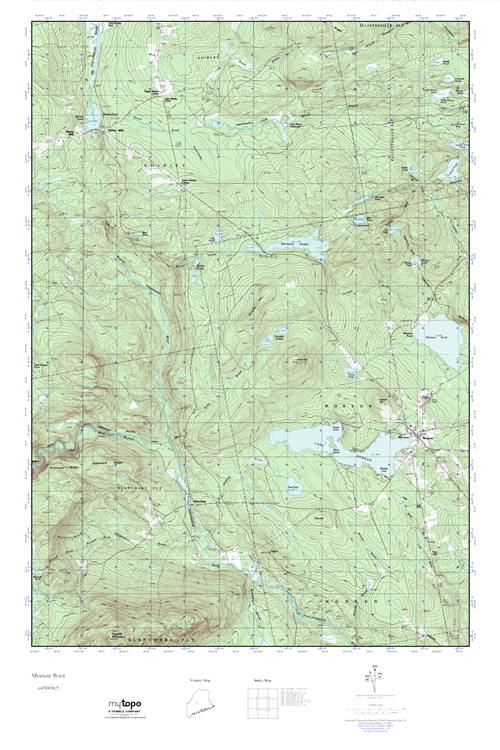 MyTopo Monson West, Maine USGS Quad Topo Map