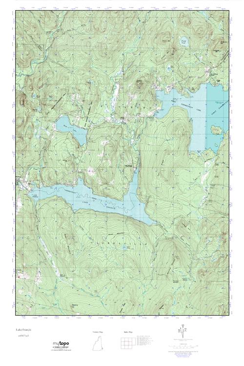 MyTopo Lake Francis, New Hampshire USGS Quad Topo Map