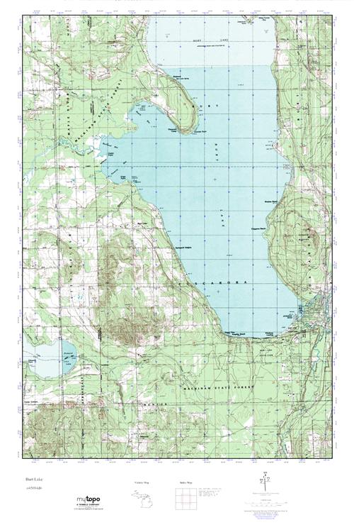MyTopo Burt Lake, Michigan USGS Quad Topo Map