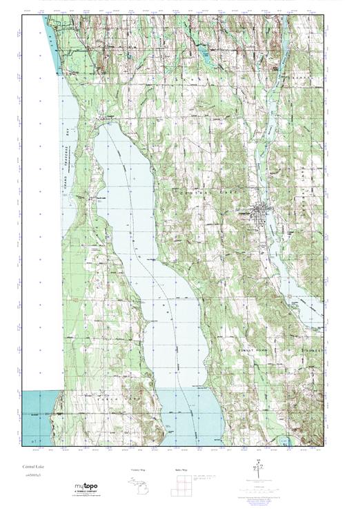 MyTopo Central Lake, Michigan USGS Quad Topo Map